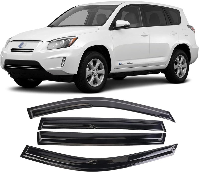 WONSABON Tape-On Window Visors Deflectors Rain Guards 4 Piece Set ‎Compatible with 2006-2012 Toyota Rav4 - Image 1